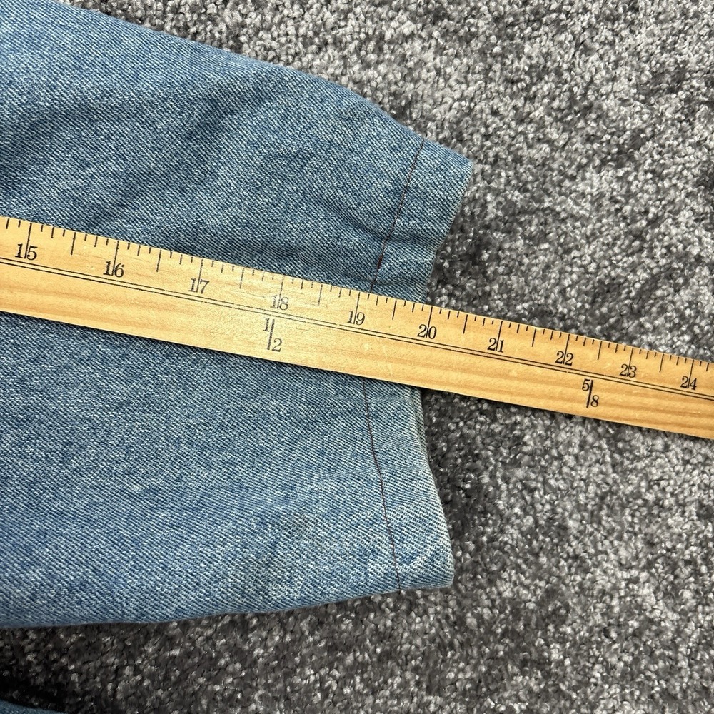 Vintage 90s J. Crew Chore Coat Jacket Mens XL Blue Denim Flannel Lined Oarsman - Picture 12 of 12